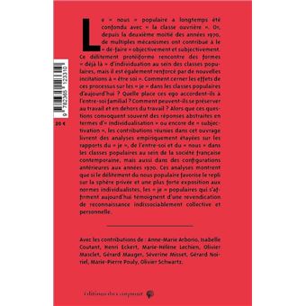 Le moi, l'entre-soi, le nous dans les classes populaires