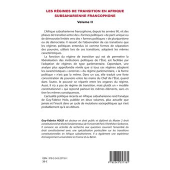 Les régimes de transition en Afrique subsaharienne francophone Volume II