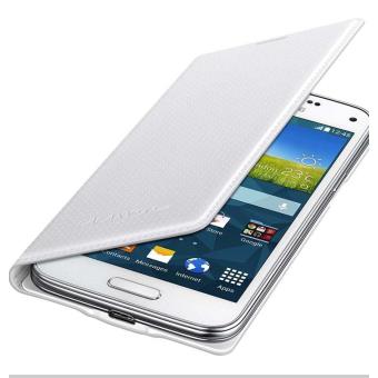 Samsung Flip Cover EF-FG800B - Étui à rabat pour téléphone portable - blanc scintillant avec motif poinçon - pour Galaxy S5 Mini