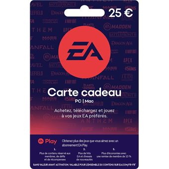 Code de téléchargement Carte Cadeau EA 25 EUR, Code de téléchargement, Top  Prix