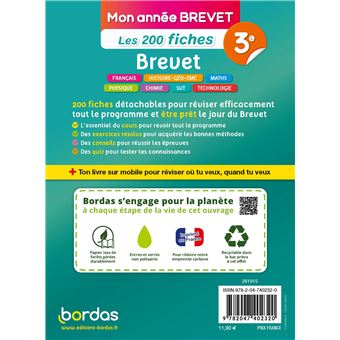 Mon Année Brevet Les 200 fiches Brevet 3e