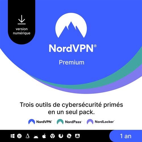 Pack complet de cybersécurité NordVPN Premium 1 an