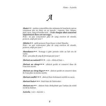 Dictionnaire alimentaire des coliques néphrétiques calciques