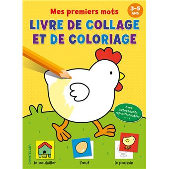Mes premiers mots - livre de collage et de coloriage (3-5 a.)