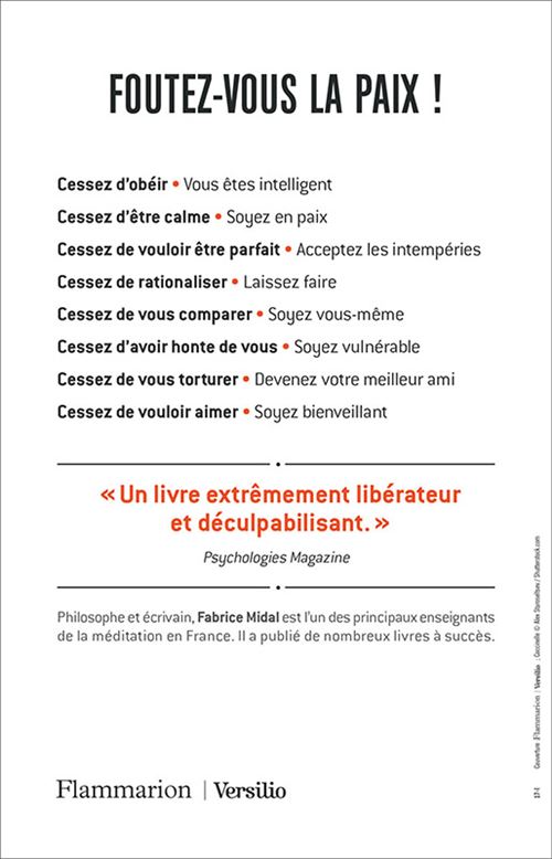 Foutez Vous La Paix Et Commencez A Vivre Broche Fabrice Midal Achat Livre Fnac
