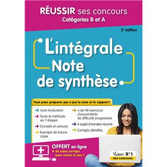 L'intégrale de la Note de synthèse - Catégories B et A - Méthode en 7 étapes et entraînements progressifs