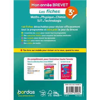 Mon Année Brevet Les fiches Maths Physique Chimie SVT Technologie 3e