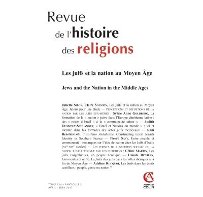 Revue de l'histoire des religions (2/2017) Les Juifs et la nation au Moyen Âge