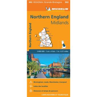 carte pays de galles michelin Carte Northern England, Midlands Michelin Échelle 1:400 000 