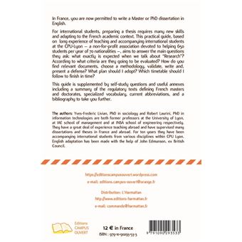 How to prepare a successful Master's or Doctoral thesis in France