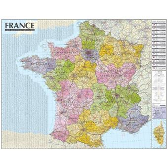 France : carte administrative et routière 1 : 1 050 000 (carte murale/poster, avec barres alu)