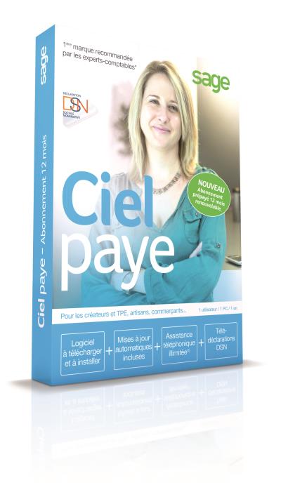 Ciel Paye DSN 2019 Abonnement 12 Mois 1 Licence PC