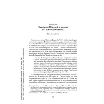 Transmettre l'Europe à la jeunesse