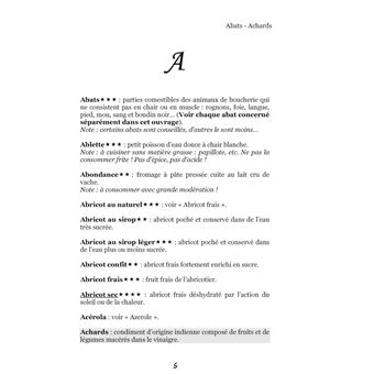 Dictionnaire alimentaire de la gastrite