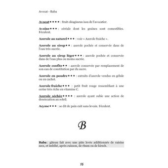 Dictionnaire alimentaire de la gastrite