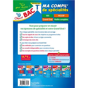 Objectif BAC Ma compil' de spécialités SES et HGGSP + Grand Oral + option Maths complémentaires