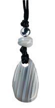 Collier Agate Rubanée Perle métallique Cordon noir