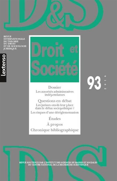 Revue droit et societe n 93 - 2016 Les autorites administrat