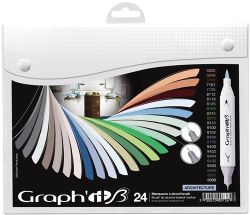 GRAPH'IT BRUSH & EXTRA FINE SET 24 MARQUEURS - ARCHITECTURE