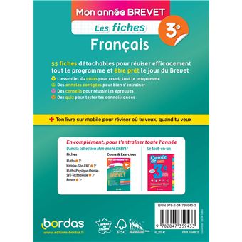 Mon Année Brevet Les fiches Français 3e