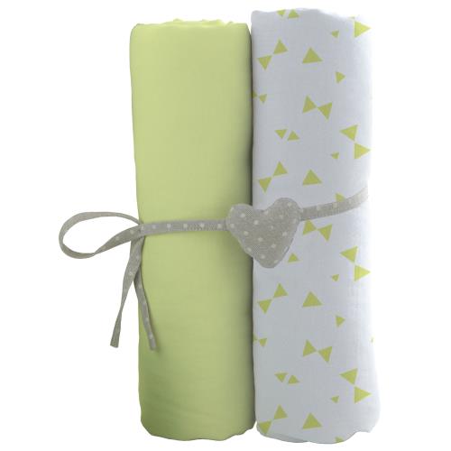 Lot de 2 draps-housses Babycalin Verts 70 x 140 cm