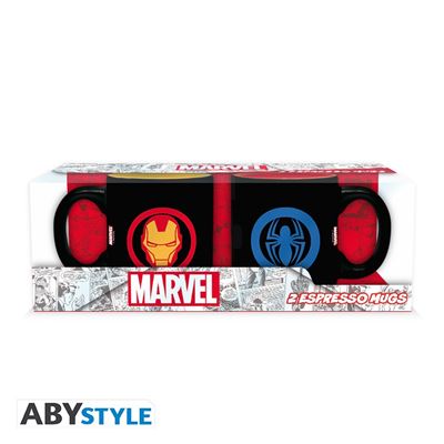 Set 2 mini-mugs Marvel Iron Man et Spider-Man 110 ml