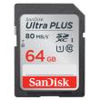 Carte Mémoire Sandisk ultra PLUS SDXC 64Go 80Mo/seconde UHS-I