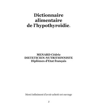 Dictionnaire alimentaire de l'hypothyroïdie