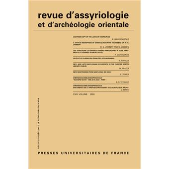 Revue d'assyriologie 2020, vol. 114