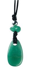 Collier Aventurine Verte Perle métallique Cordon noir