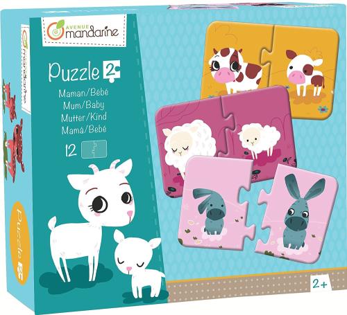 Puzzle 2 pièces Maman Bébé Avenue Mandarine - Puzzle - Achat & prix