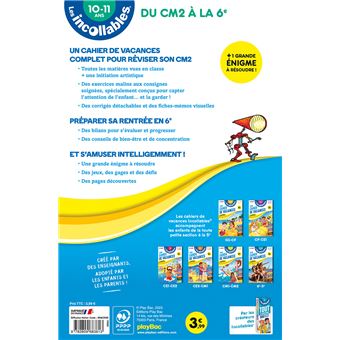 Les incollables - Cahier de vacances - Du CM2 à la 6e - 10 -11 ans