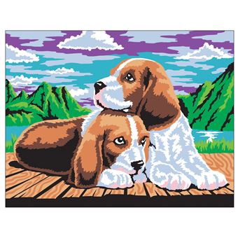 Peinture au numéro - chiots - cahier avec palette et pinceau