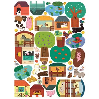 Autocollants animaux de la ferme - avec 6 décors
