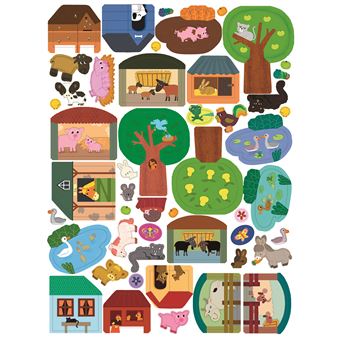 Autocollants animaux de la ferme - avec 6 décors