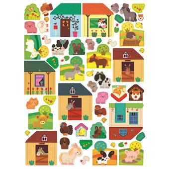 Autocollants animaux de la ferme - avec 6 décors