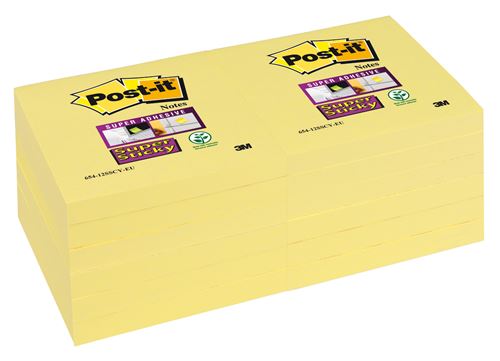 Bloc De 90 Feuilles Post-It Super Adhésive 7,6 Cm Jaune
