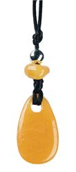 Collier Calcite Orange Perle métallique Cordon noir