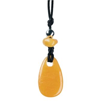 Collier Calcite Orange Perle métallique Cordon noir