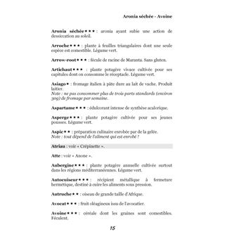 Dictionnaire alimentaire de l'infarctus du myocarde