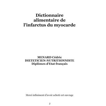 Dictionnaire alimentaire de l'infarctus du myocarde