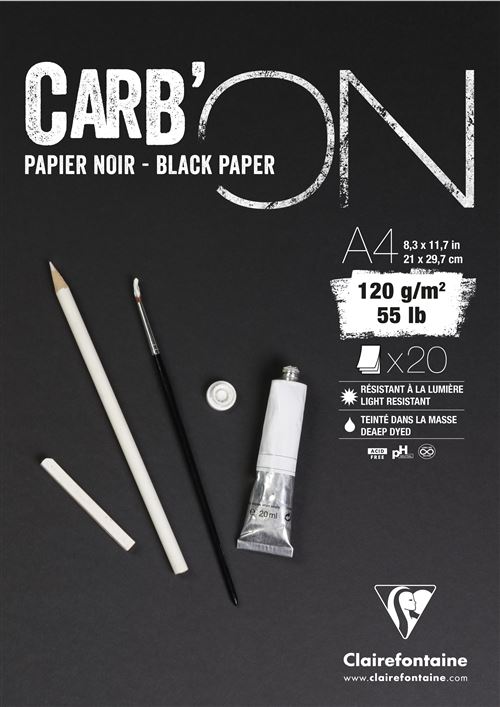 Bloc de 20 feuilles A4 Clairefontaine Carb ON Noir