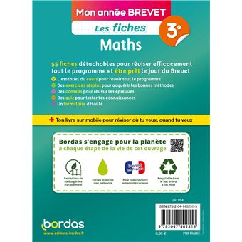 Mon Année Brevet - Les fiches Maths 3e