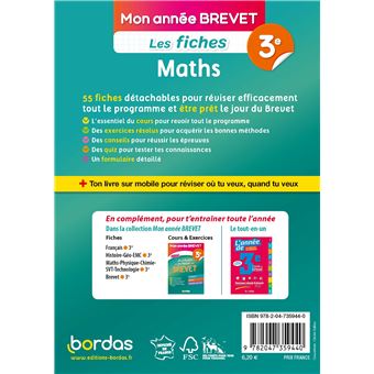 Mon Année Brevet Les fiches Maths 3e