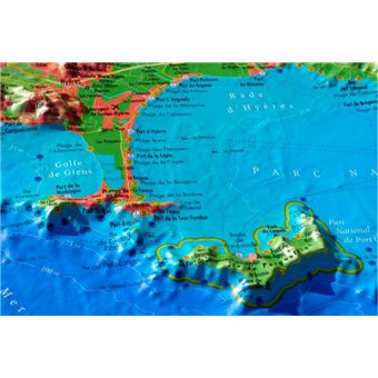 Carte en relief de Giens et les îles d'or