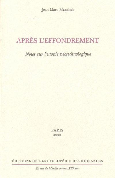 Après l'affondrement - Jean-Marc Mandosio - broché