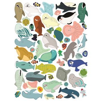 Autocollants  animaux de la mer avec 6 décors