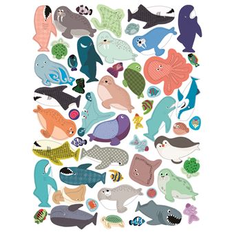 Autocollants  animaux de la mer avec 6 décors