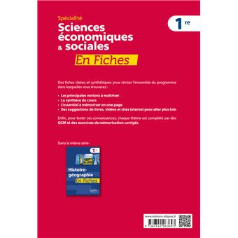 Spécialité Sciences économiques et sociales en fiches - Première