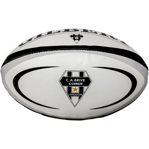 Ballon de rugby Gilbert Replica Brive Taille 5 Blanc et Noir